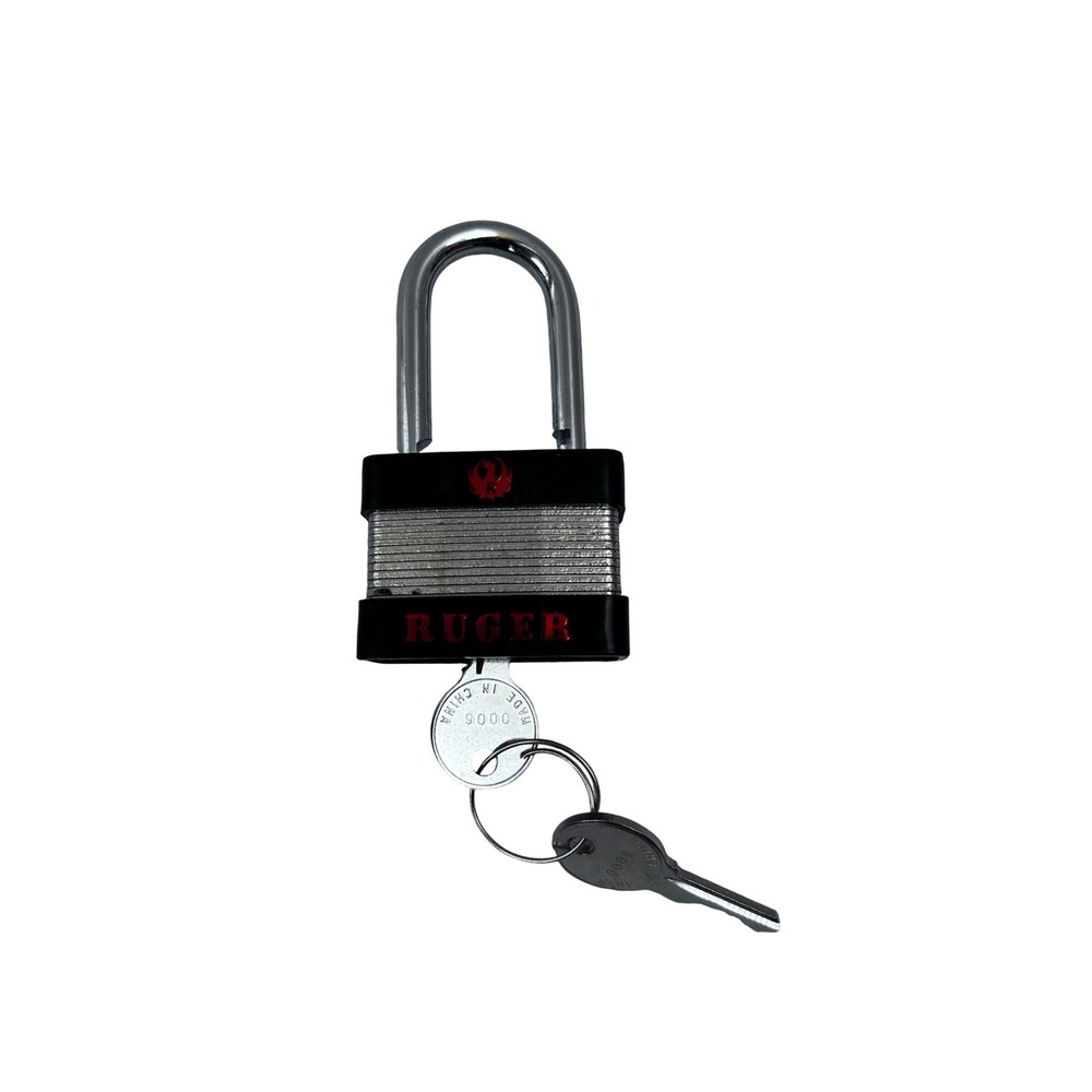 Ruger Padlock OS Black Red Laminated Steel Gun Safety Lock with 2 Keys Unisex